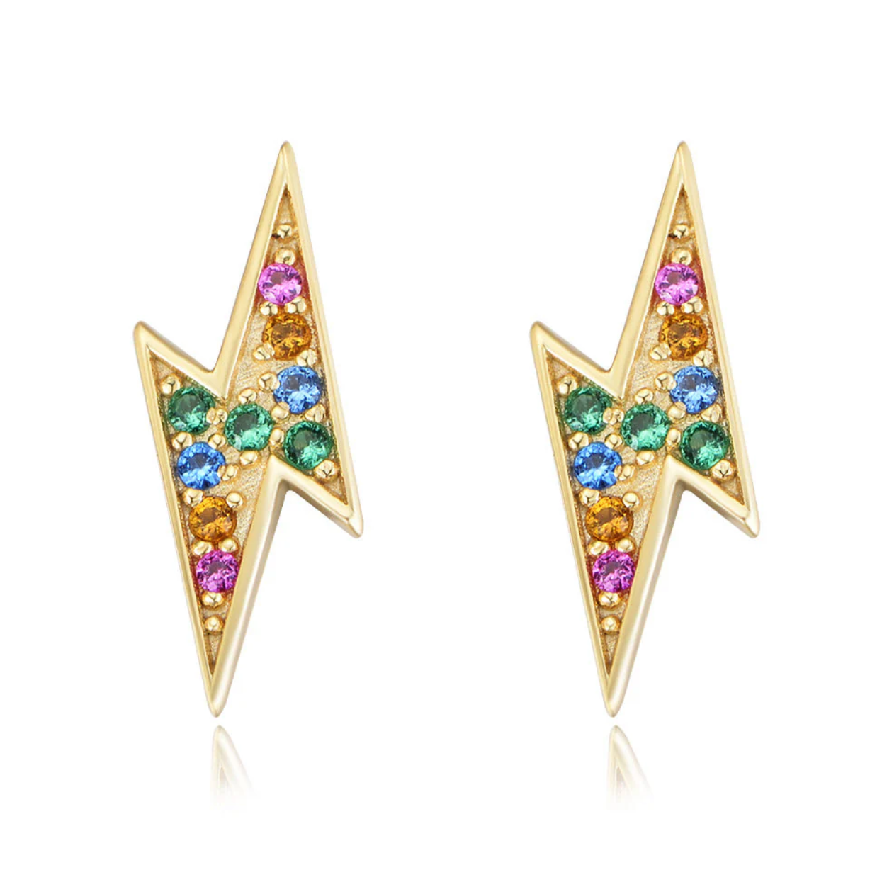 925 sterling silver base
• 18K gold PVD plating for long-lasting shine
• Multi-colour diamond simulants
• Mini lightning bolt design
• Lightweight and comfortable for everyday wear
• Hypoallergenic & tarnish-resistant
• Perfect for stacking or wearing solo
• Ideal for gifting or adding a playful luxe touch