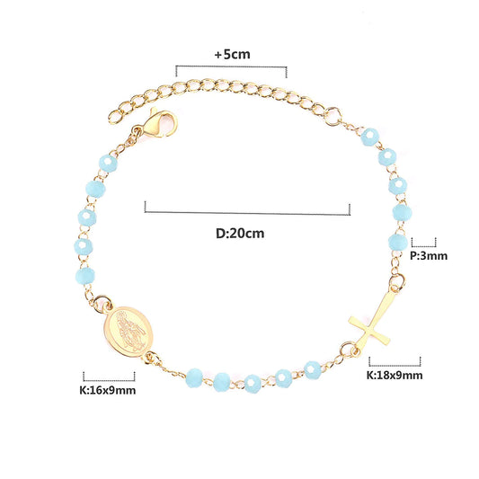 18k gold rosary bracelet faith jewelry for women