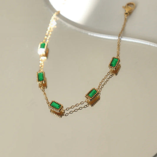Seattle - Emerald Green Crystal Bracelet – Gold
