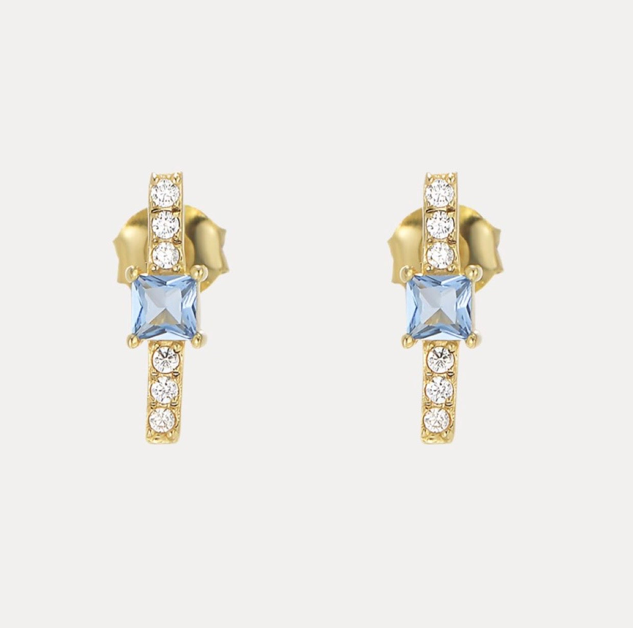 Maison Blue Studs - 18K Gold PVD