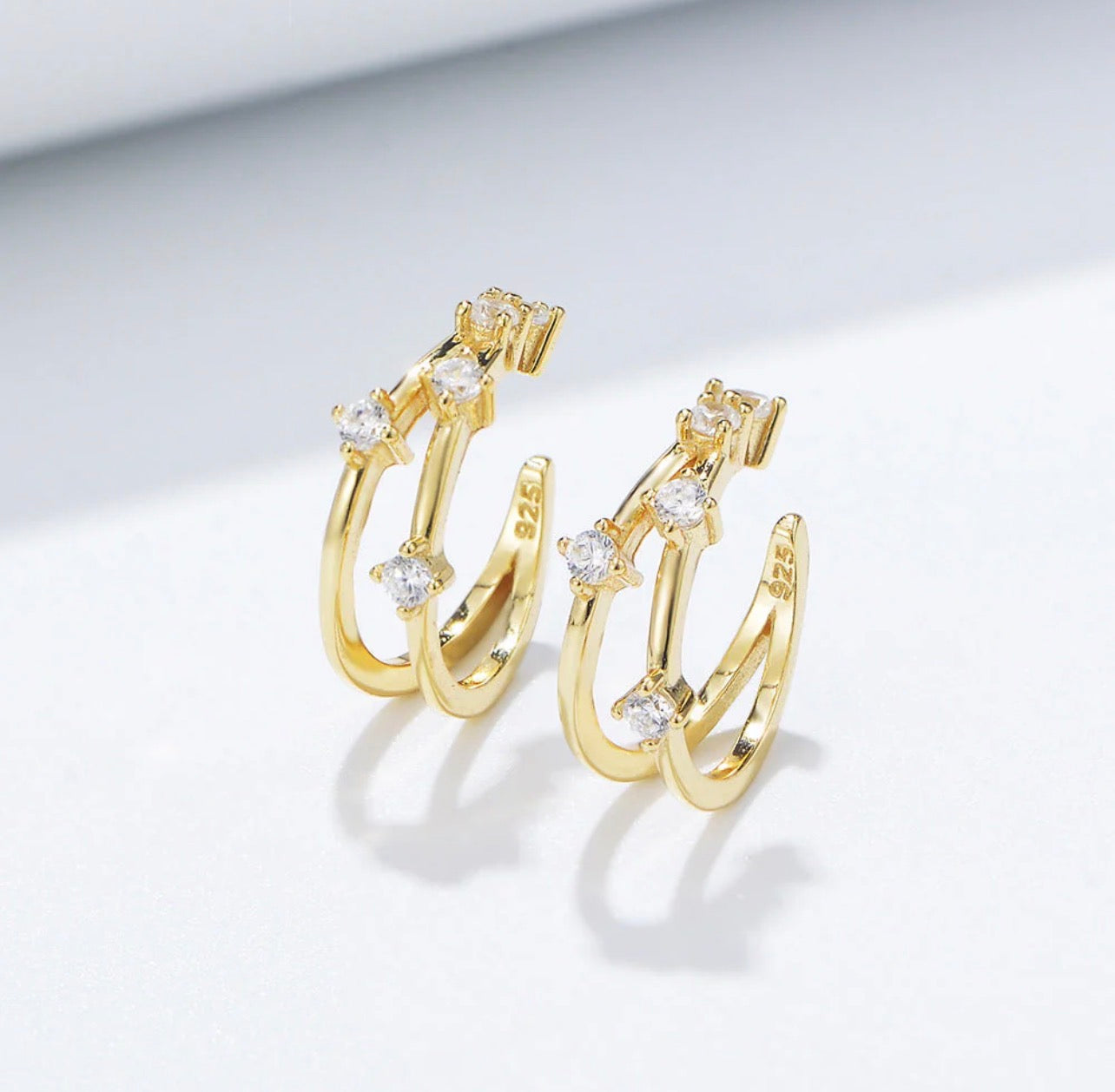 Dual Arc Ear Bone Clip - 18K Gold PVD