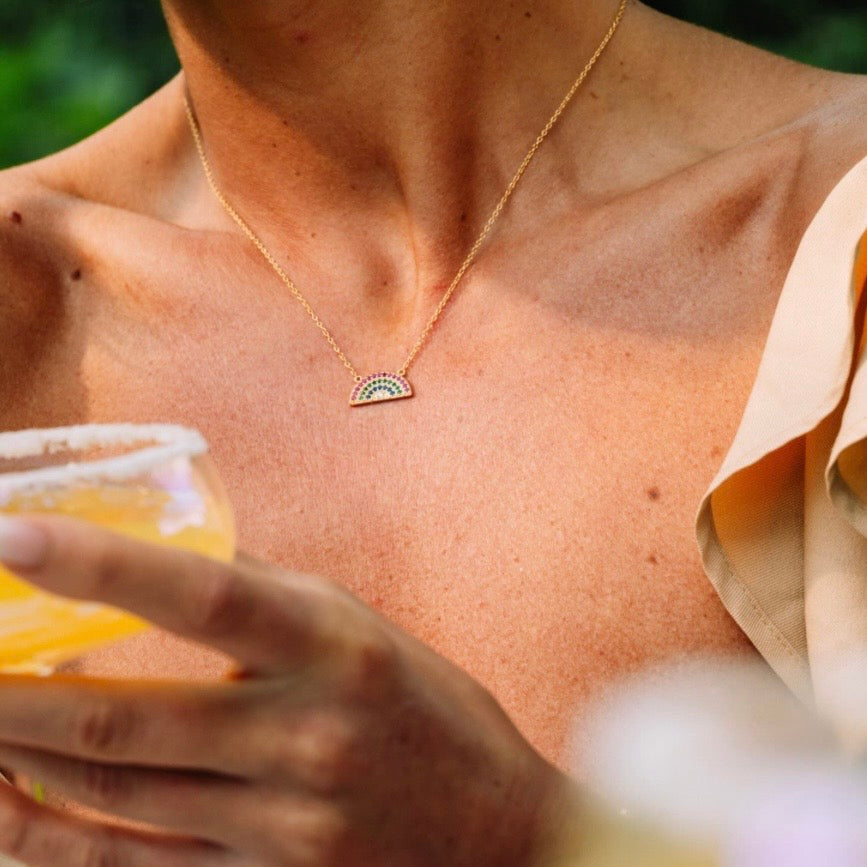 Purely Rainbow Necklace - 18K Gold PVD