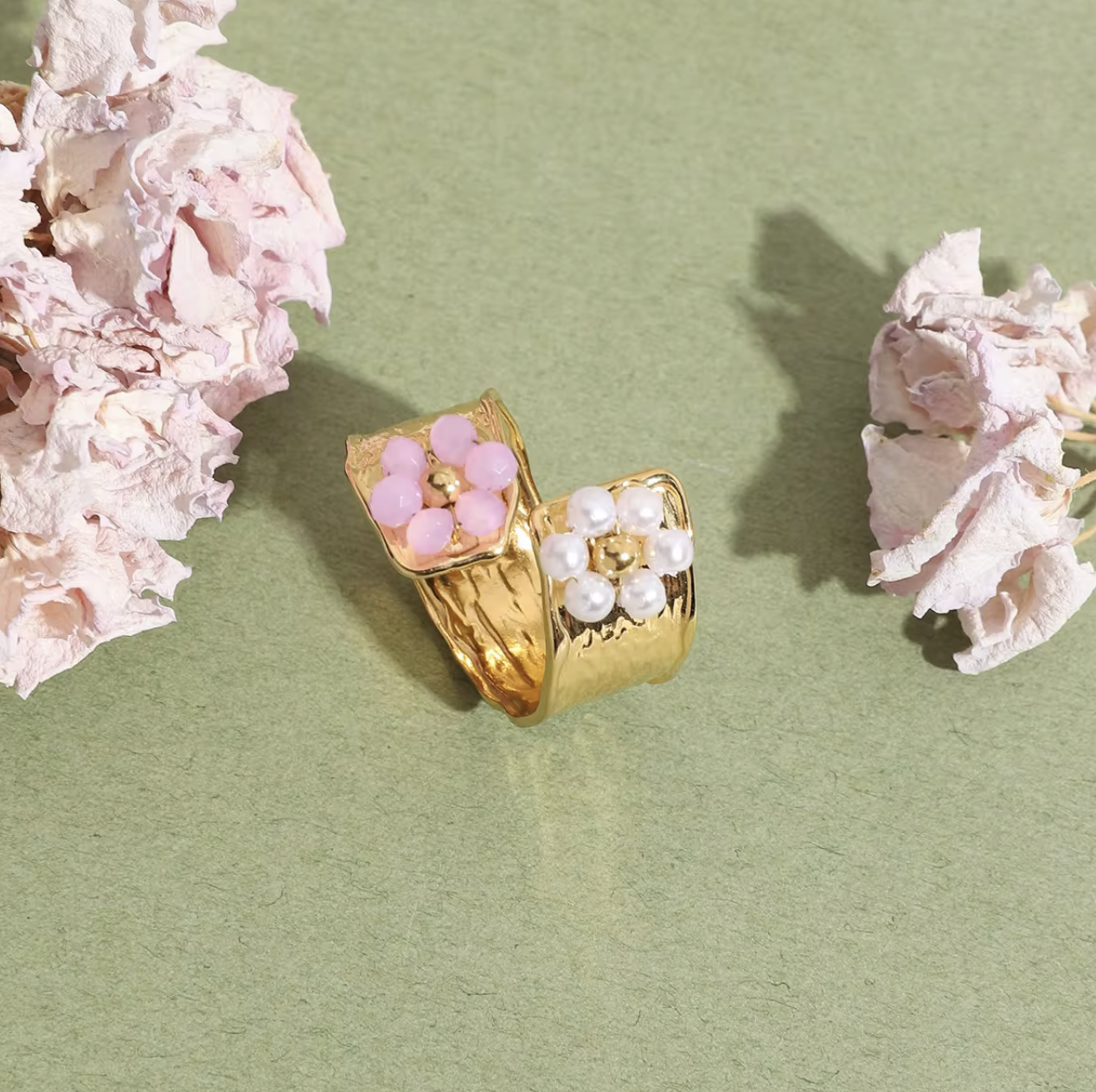 Bloomette Ring - Adjustable PVD gold finish, Waterproof, hypoallergenic & tarnish proof