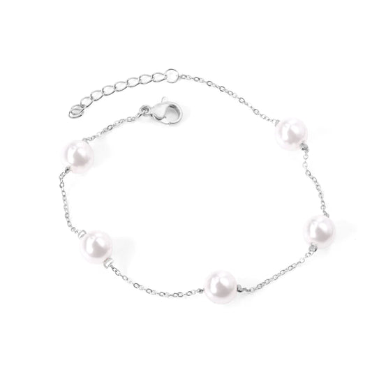 Silver Pearl Chain Bracelet