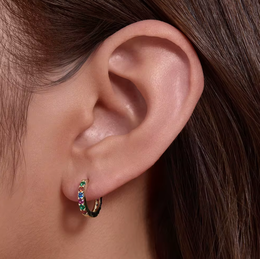 Soft Rainbow Hoops - 18K Gold PVD