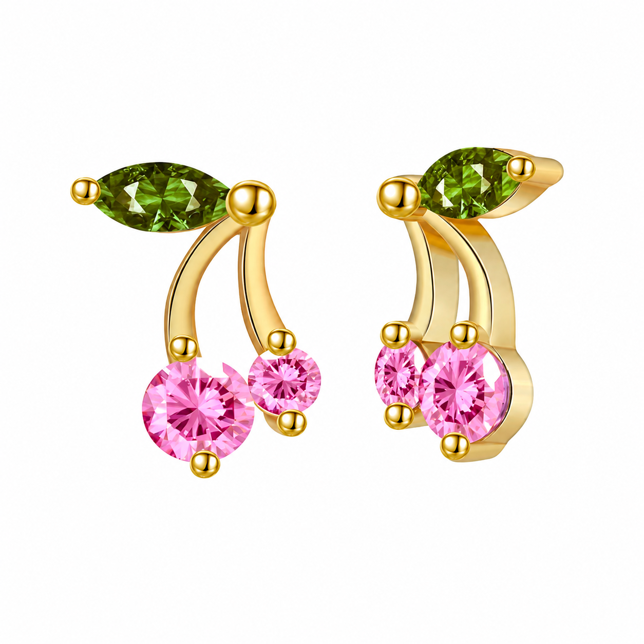 Sweet Cherry Stud Earrings - 14K Gold Plated