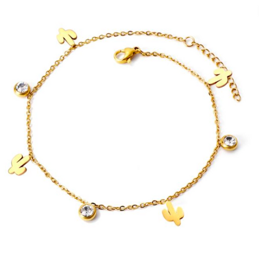 Transform your style into a radiant oasis with our 18K Dipped Gold Cactus Bracelet – a trendsetting blend of nature-inspired allure and dazzling diamonds. Embrace the magnetic charm of the desert, where resilience meets opulence in a captivating dance of gold and sparkle