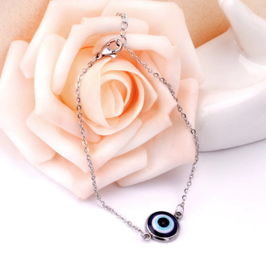 Evil eye bracelet with blue charm for good energy and balance
