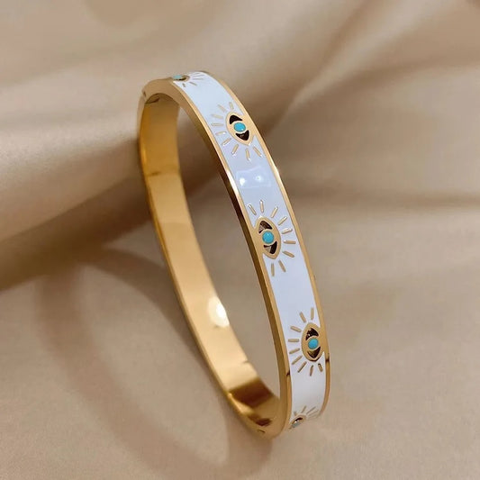 Gold evil eye charm bracelet adjustable waterproof