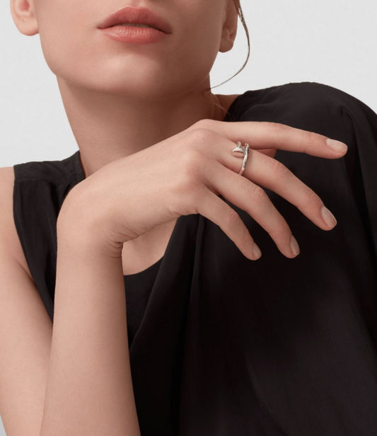 Twist band nail ring Silver tone for women