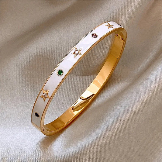 Women’s gold Stars enamel bangle fine jewellery