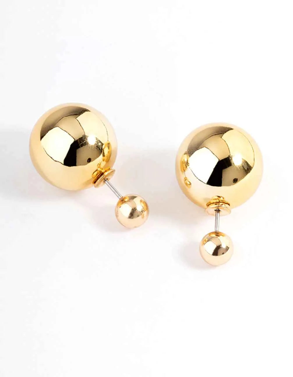 Deluxe Gold - Double Ball Stud Earrings