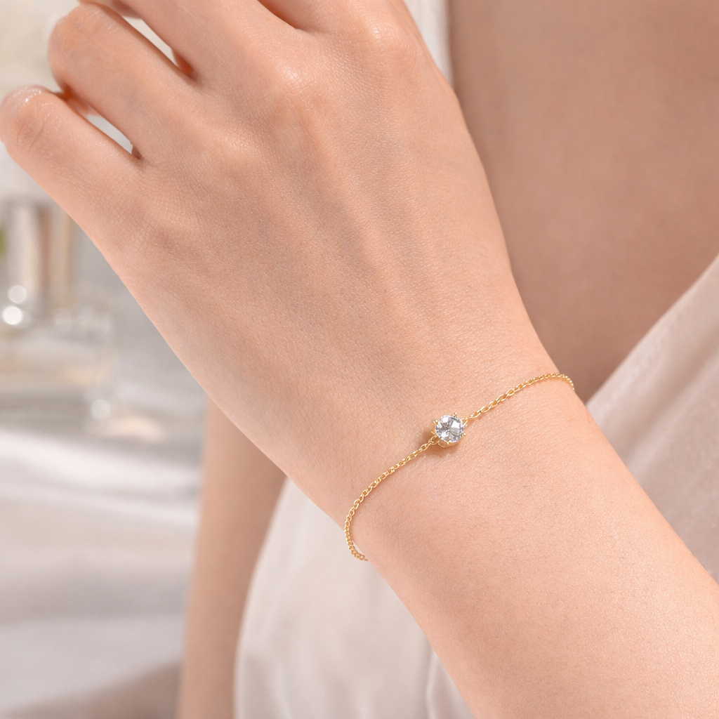 Solitaire String Bracelet - 18K Gold PVD
