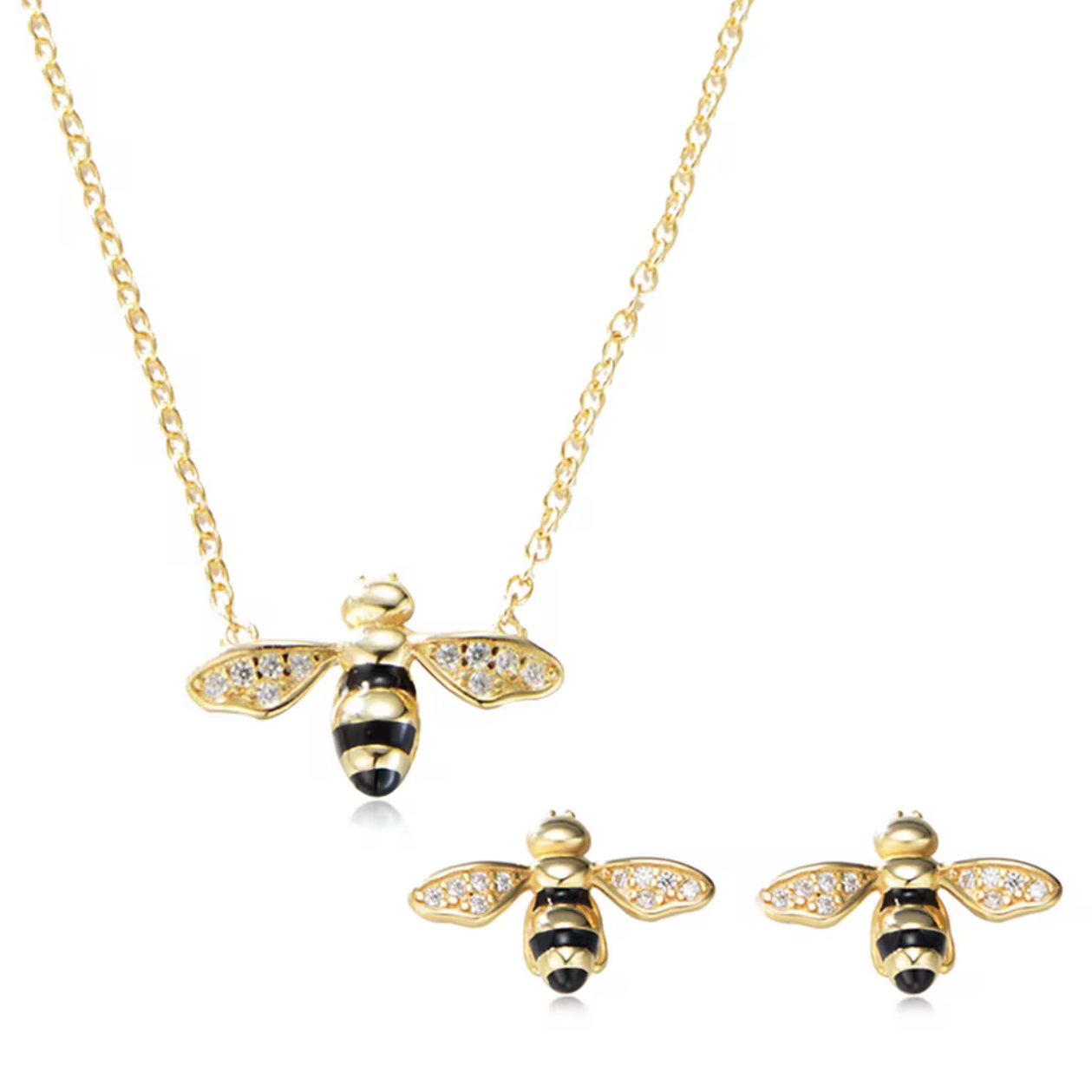 Key Features

• 925 sterling silver base
• 18K gold PVD plating for long-lasting shine
• Clear diamond simulants
• Clear diamond simulant centre stone
• Bee mini design
• Lightweight and comfortable for everyday wear
• Hypoallergenic &amp; tarnish-resistant
• Perfect for stacking or wearing solo
• Ideal for gifting or everyday luxury