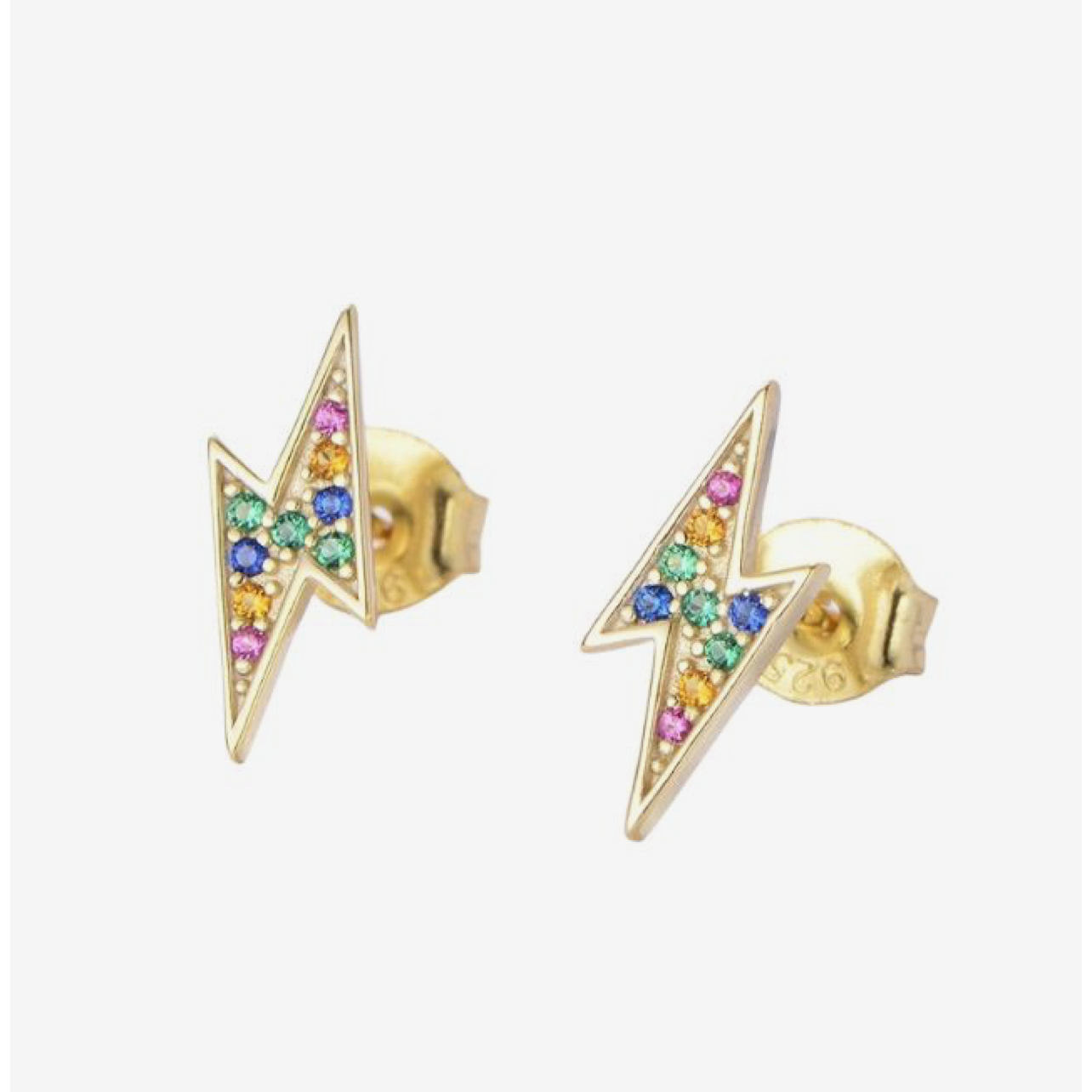  925 sterling silver base
• 18K gold PVD plating for long-lasting shine
• Multi-colour diamond simulants
• Mini lightning bolt design
• Lightweight and comfortable for everyday wear
• Hypoallergenic &amp; tarnish-resistant
• Perfect for stacking or wearing solo
• Ideal for gifting or adding a playful luxe touch
