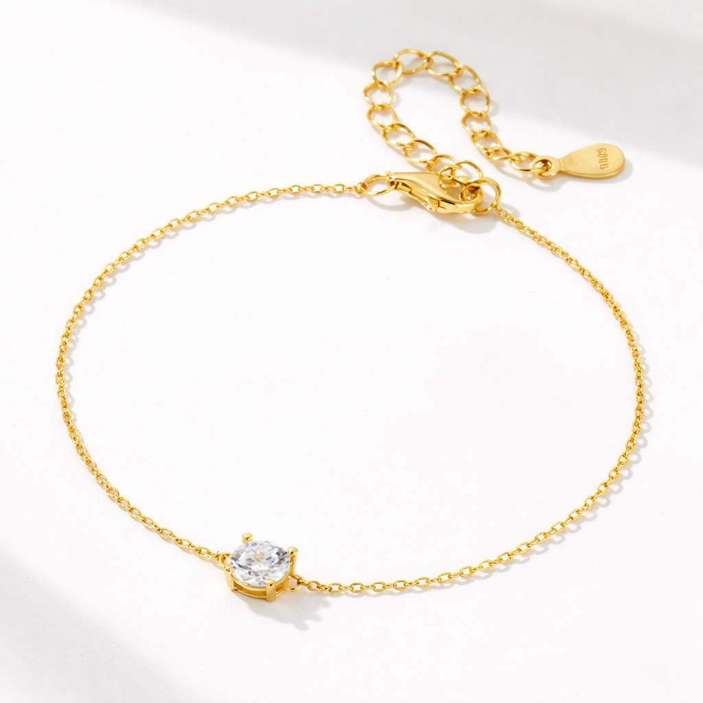 Solitaire String Bracelet - 18K Gold PVD
