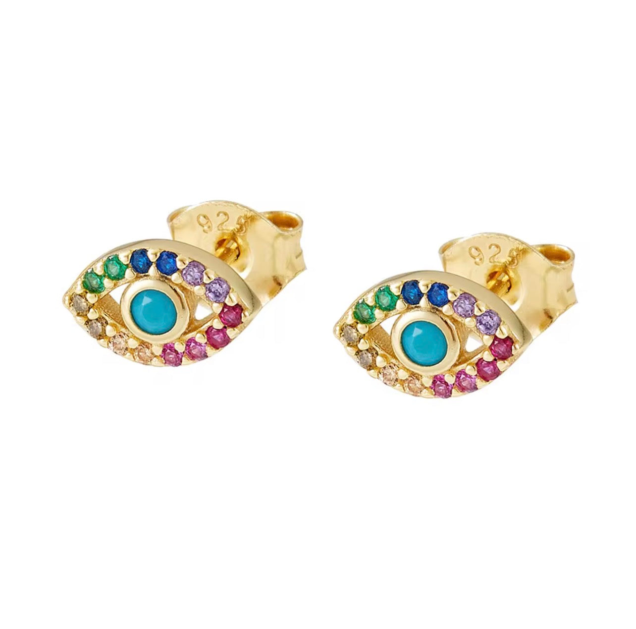 Add meaning and elegance to your everyday look with The Guardian Eye Stud, a refined symbol of protection designed to shine with colour. Crafted from premium 925 sterling silver and finished with 18K gold PVD plating, this piece offers lasting brilliance with a luxurious, modern feel.