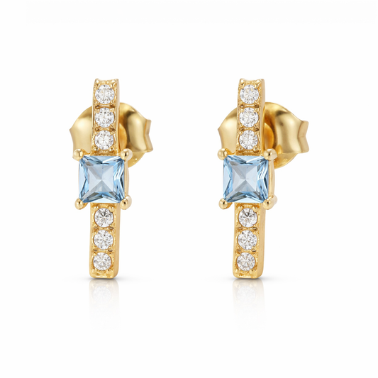 Maison Blue Studs - 18K Gold PVD