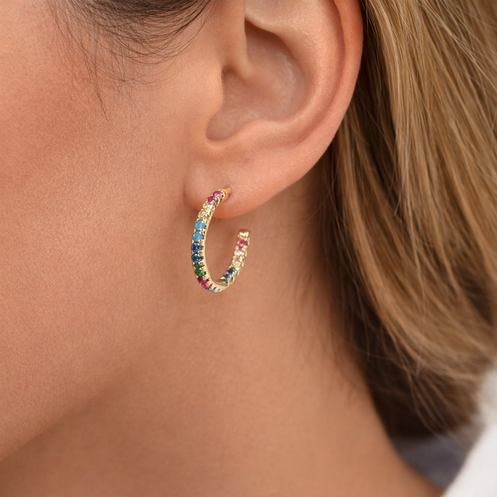 The Colour Drop Mini Hoop Earrings - 18K Gold PVD