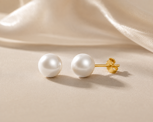 Classic Pearl Stud Earrings - 14k Gold