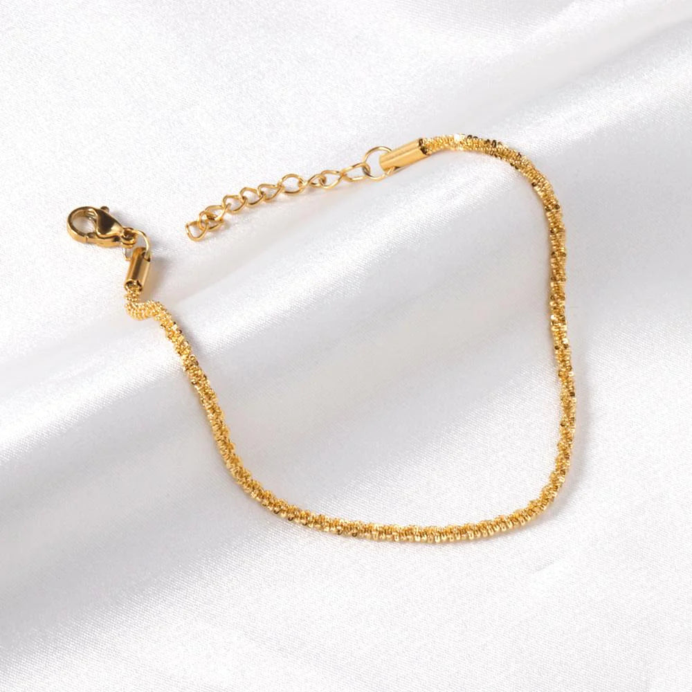 18k twisted gold bracelet for women adjustable chain