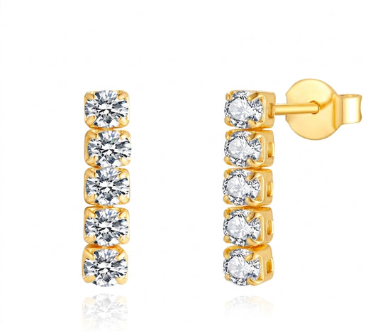 Tennis Drop Earrings - 14K Gold