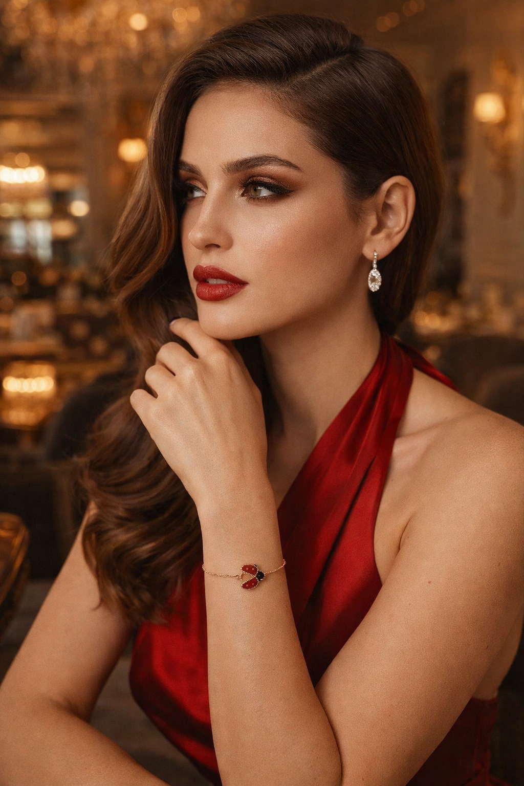 Voler - Clover Ladybug Open Wings Bracelet | Gold Plated