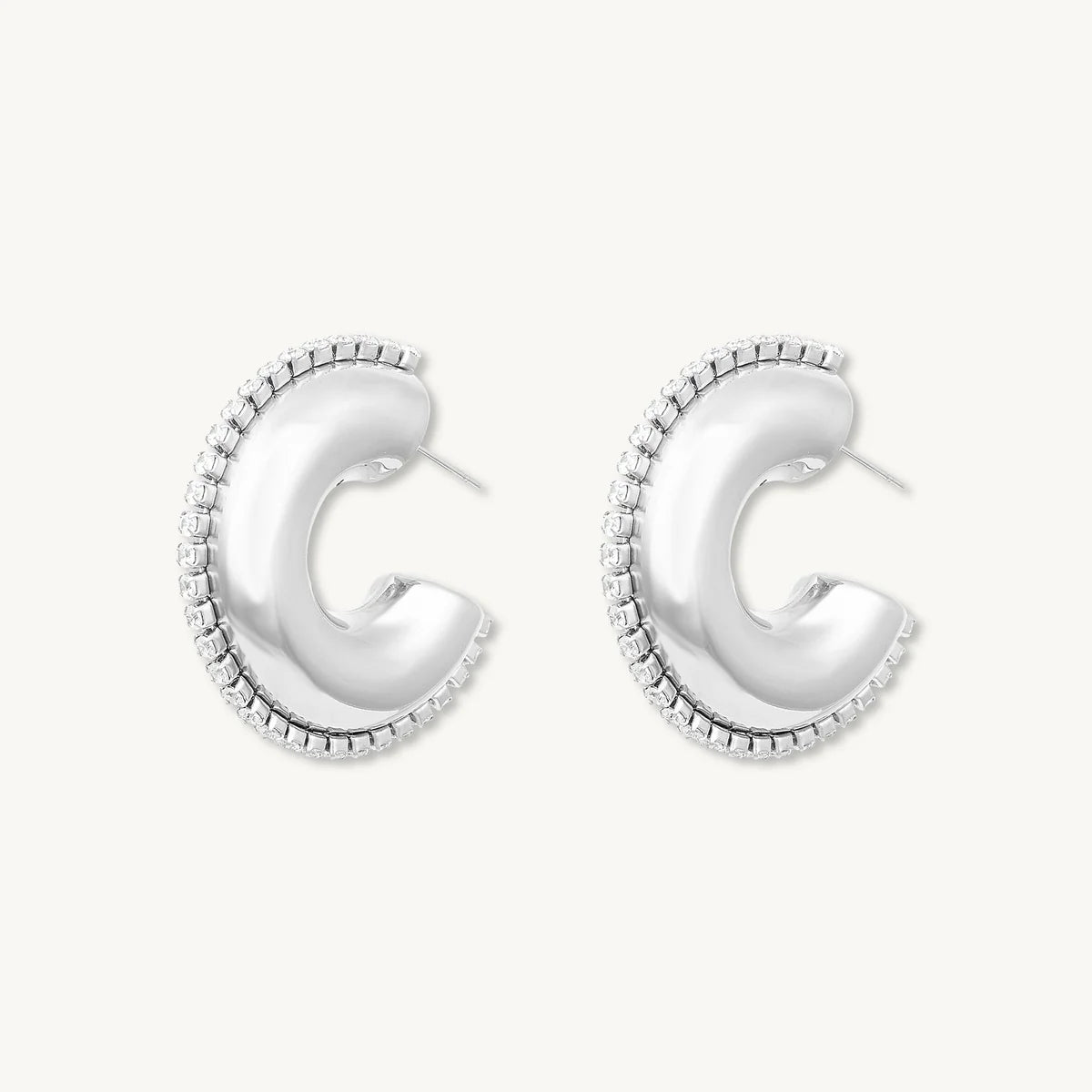Dazzle-Chunky Hoop Earrings with Zircon Accents