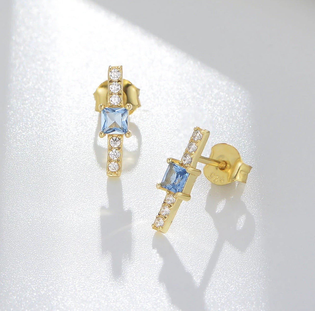 Maison Blue Studs - 18K Gold PVD