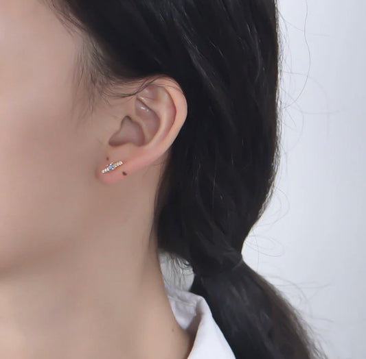 Maison Blue Studs - 18K Gold PVD