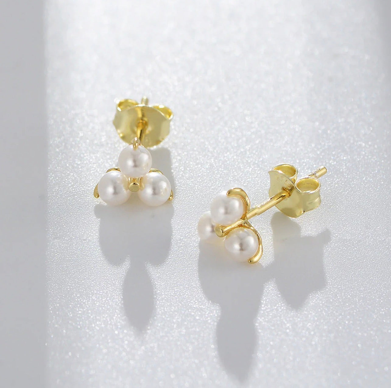 Pearl Poppy Studs - 18K Gold PVD