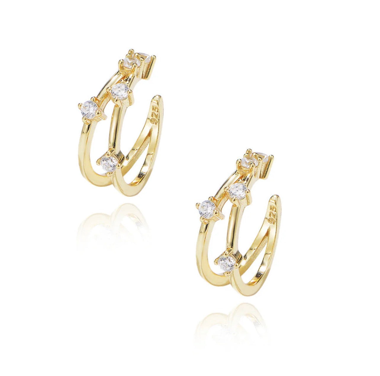 Dual Arc Ear Bone Clip - 18K Gold PVD
