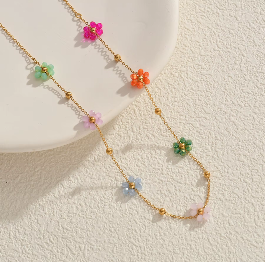 Bloomette Necklace - PVD gold finish, Waterproof, hypoallergenic & tarnish proof