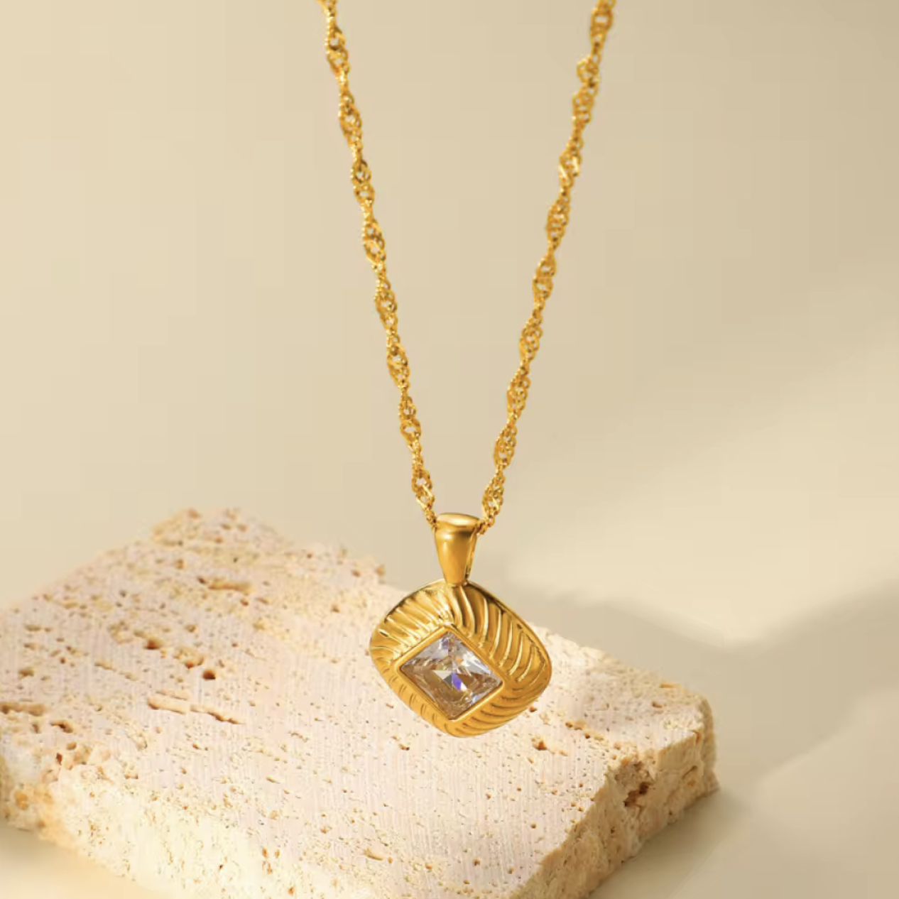 Pure Radiance Necklace - Tarnish free, Waterproof, Hypoallergenic, 14k PVD Gold Plated