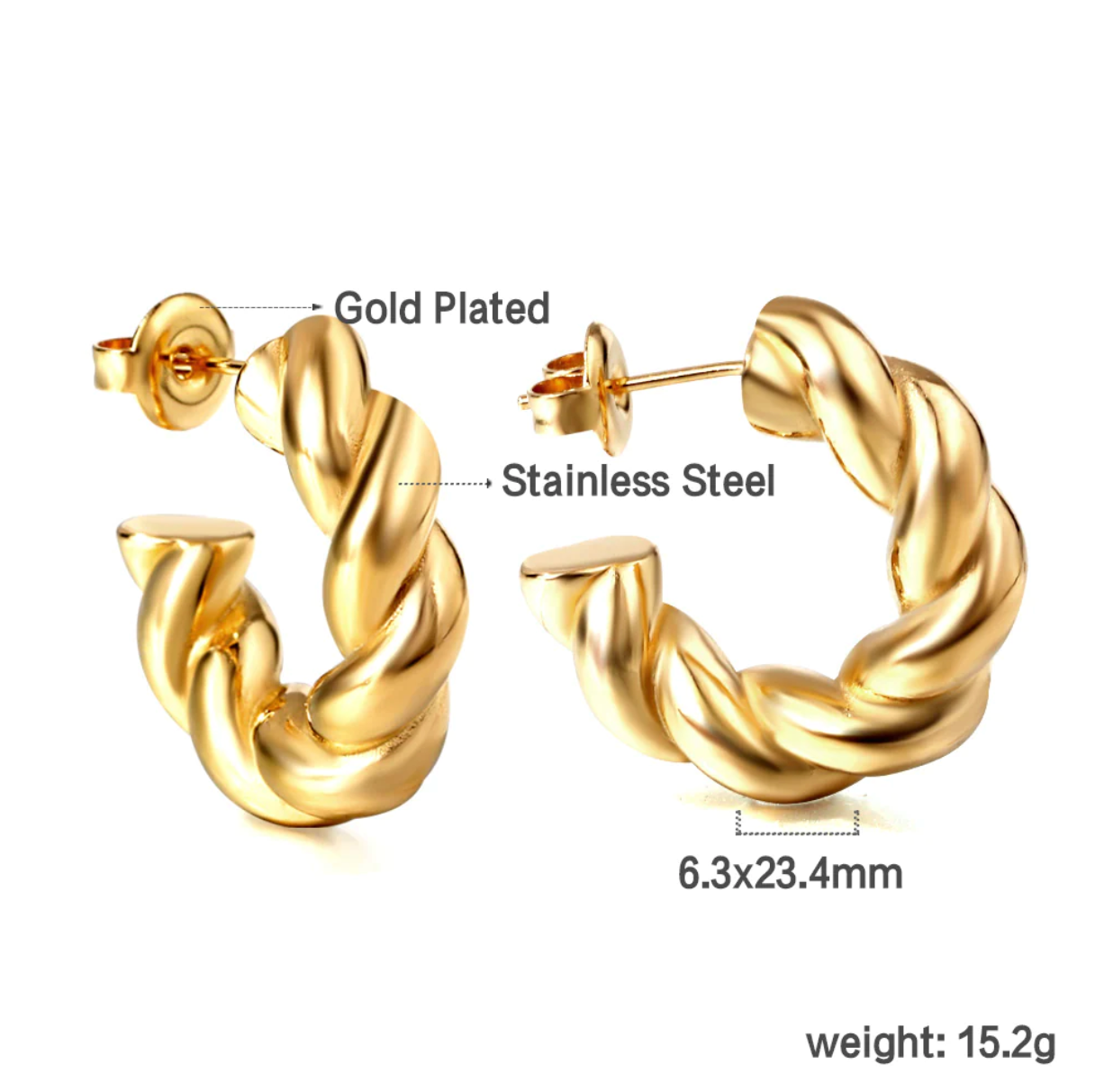 The open semicircle ear buckle, measuring 6.5*23mm, is a testament to modern elegance. The intricate loops and curves of the design add a touch of glamour to any ensemble, making it perfect for both casual and formal occasions.