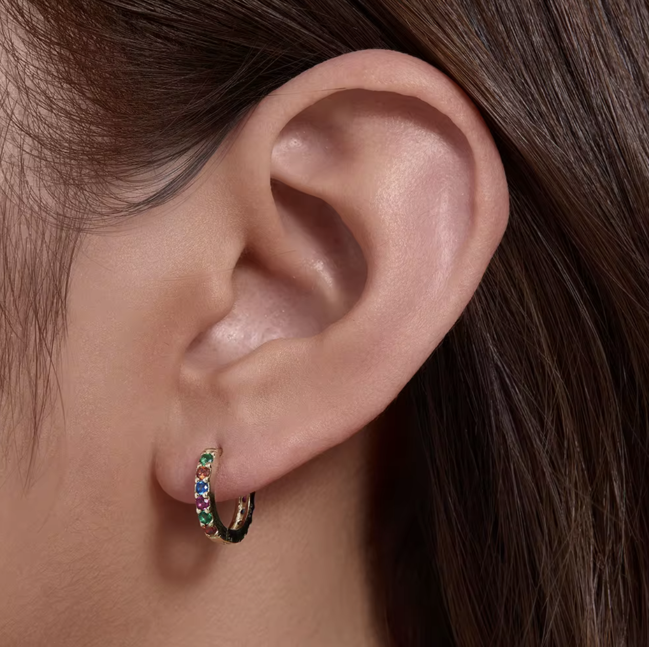 Soft Rainbow Hoops - 18K Gold PVD