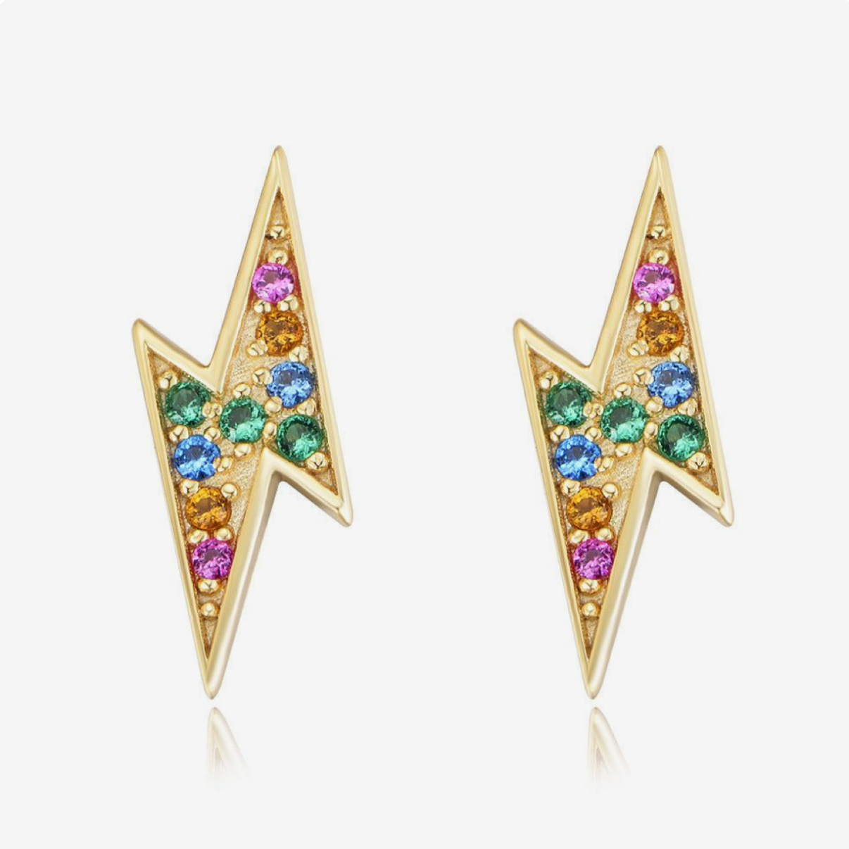 925 sterling silver base
• 18K gold PVD plating for long-lasting shine
• Multi-colour diamond simulants
• Mini lightning bolt design
• Lightweight and comfortable for everyday wear
• Hypoallergenic &amp; tarnish-resistant
• Perfect for stacking or wearing solo
• Ideal for gifting or adding a playful luxe touch