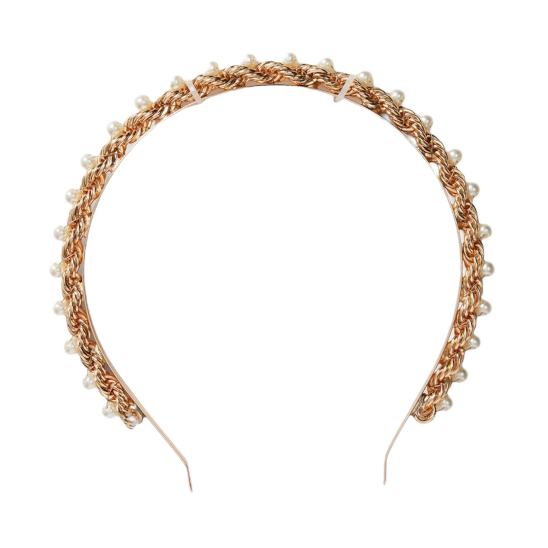 Gold Rope & Pearl Headband