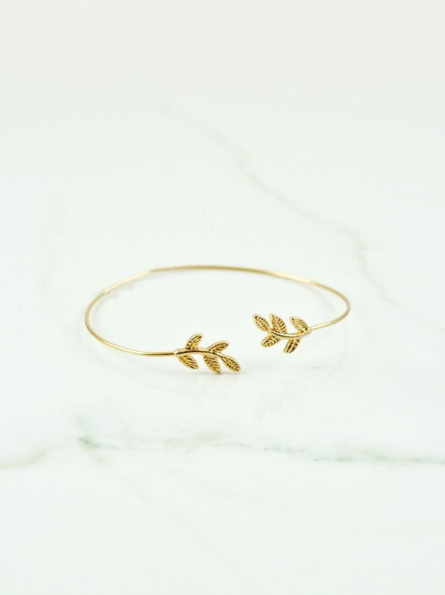 Leaf Open Cuff Bracelet